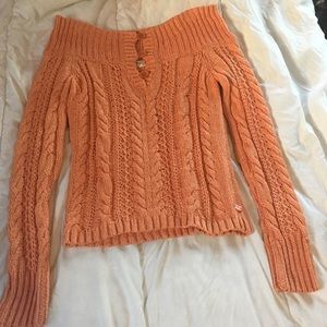 Hollister off the shoulder Orange Knit Sweater
